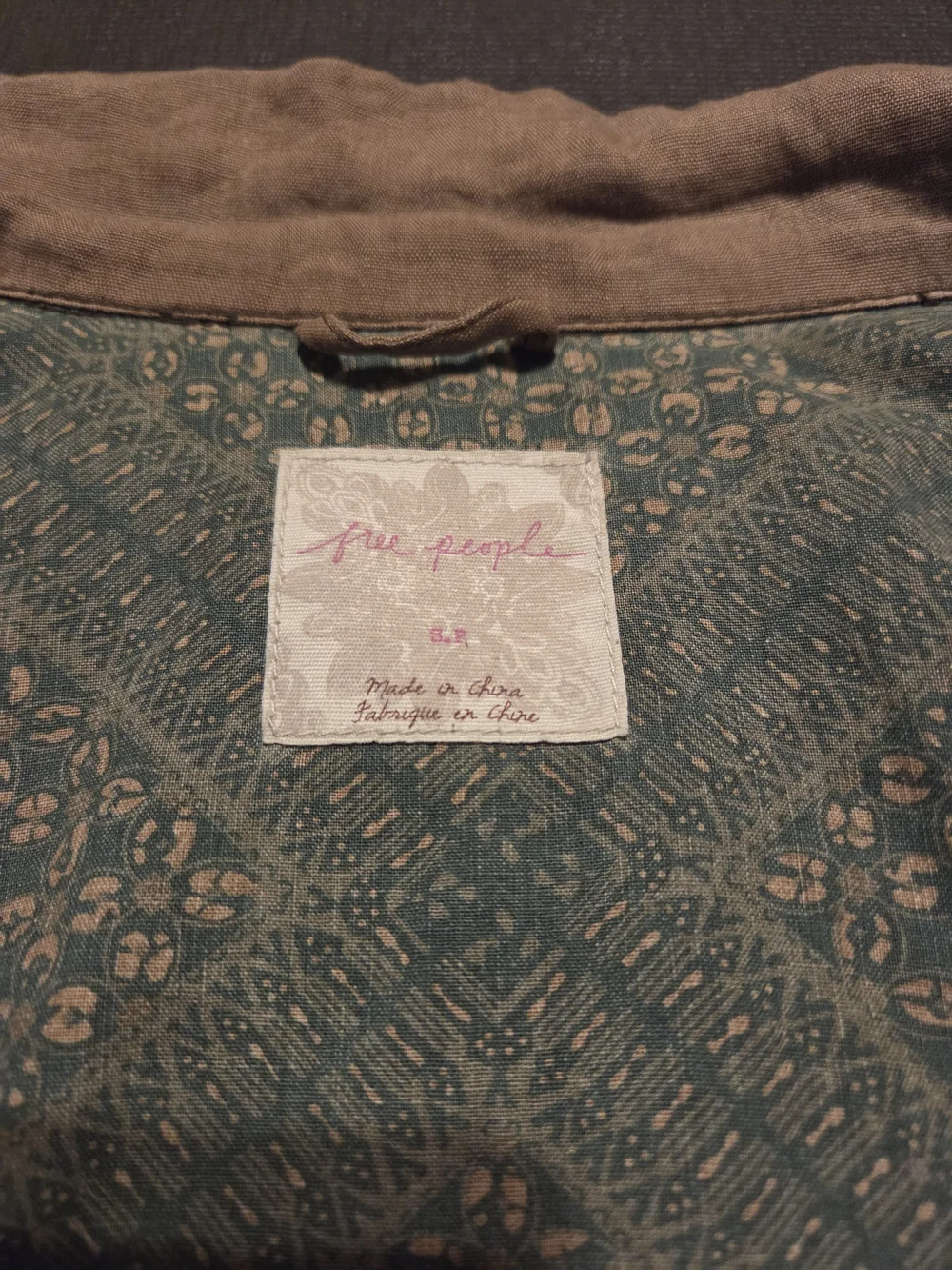 Free People Embroidered Linen-Blend Army Green Jacket - Picture 8 of 8